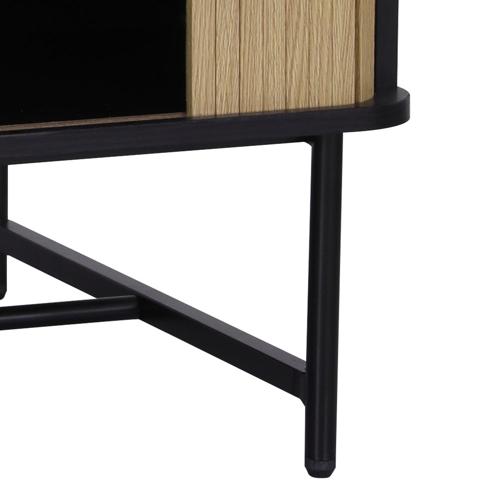 Artiss Coffee Table Sliding Drawer Door Black Boris FUR-S-COF03-BKWD-AB