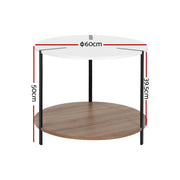 Artiss Coffee Table Side Table Round White Cedric FUR-S-COF04-WHWD