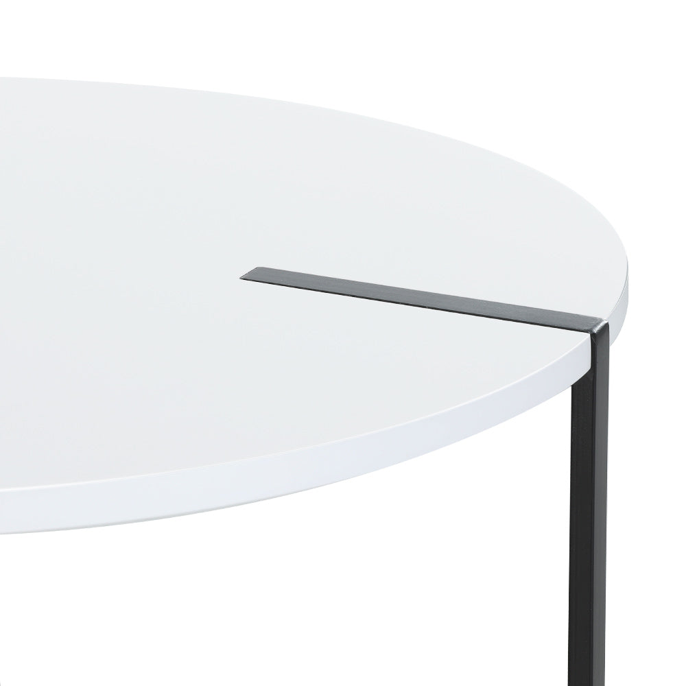 Artiss Coffee Table Side Table Round White Cedric FUR-S-COF04-WHWD