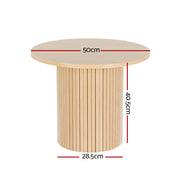 Artiss Coffee Table Round Fluted Base PIIA FUR-S-COF06-WD