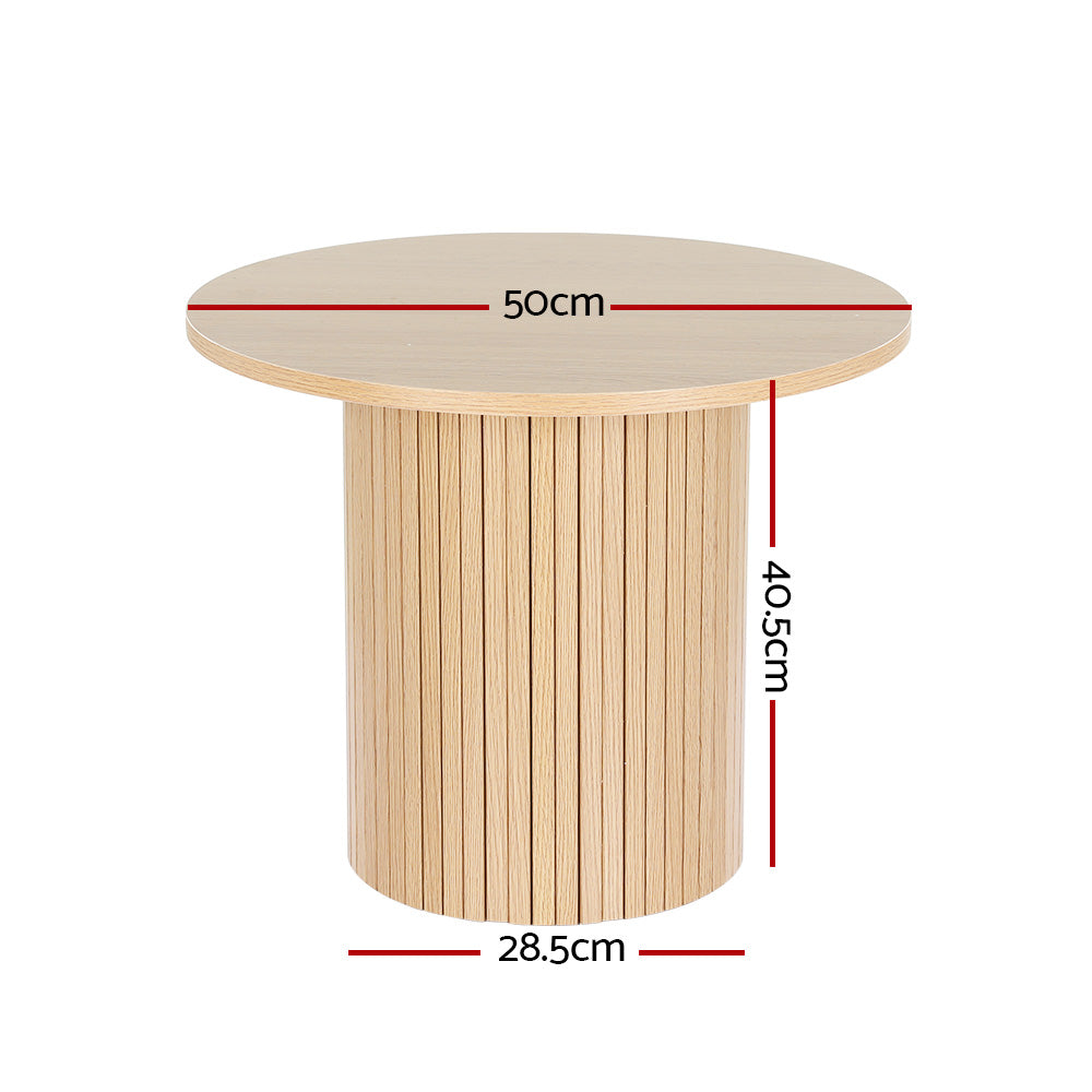 Artiss Coffee Table Round Fluted Base PIIA FUR-S-COF06-WD