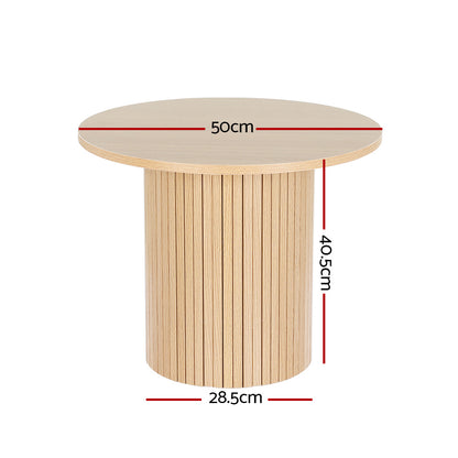 Artiss Coffee Table Round Fluted Base PIIA FUR-S-COF06-WD