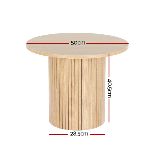 Artiss Coffee Table Round Fluted Base PIIA FUR-S-COF06-WD
