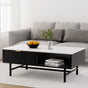 Artiss Coffee Table Drawer Storage Shelf Black FUR-S-COF07-WHBK