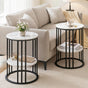 Artiss Set of 2 Side Table Coffee Table 2-Tier Round Marble Effect FUR-S-COF08-MB-WHX2