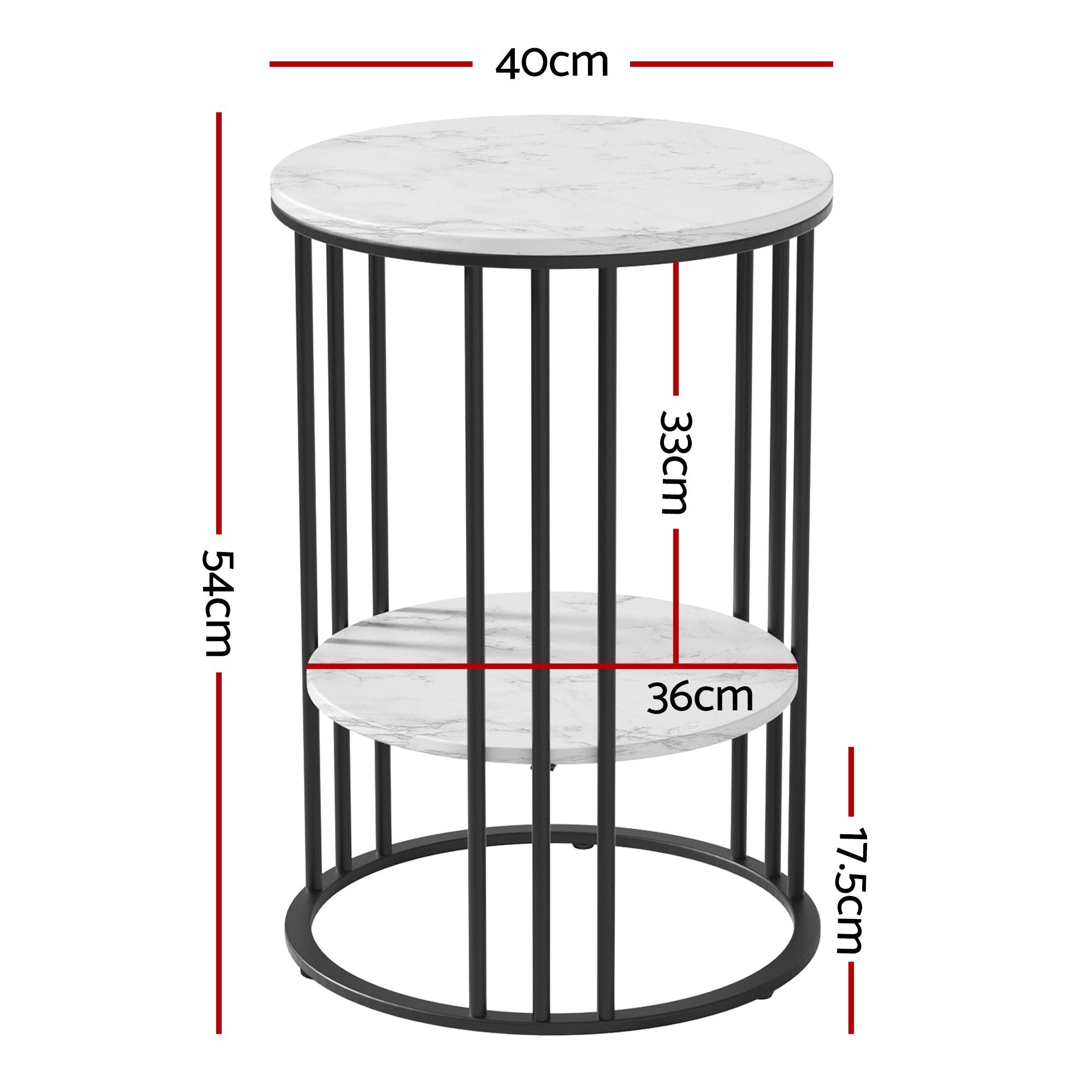 Artiss Set of 2 Side Table Coffee Table 2-Tier Round Marble Effect FUR-S-COF08-MB-WHX2