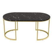 Artiss Coffee Table Marble Effect Black FUR-S-COF09-MB-BK