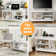 Artiss Coffee Table Storage Shelf White FUR-S-COF10-WH