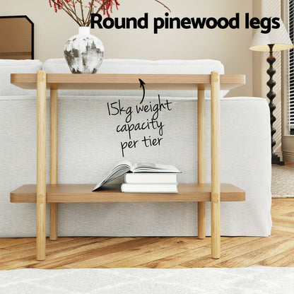 Artiss Console Table 92CM 2-tier Pine Sera FUR-S-CST-01-WD