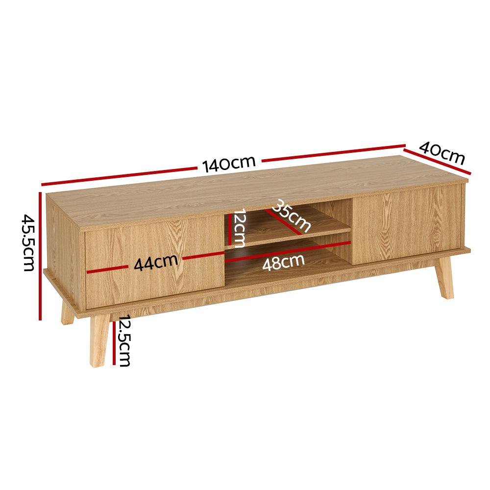 Artiss TV Cabinet Entertainment Unit Stand Storage Shelves TV Unit 140CM FUR-S-CT02-TV140-WD
