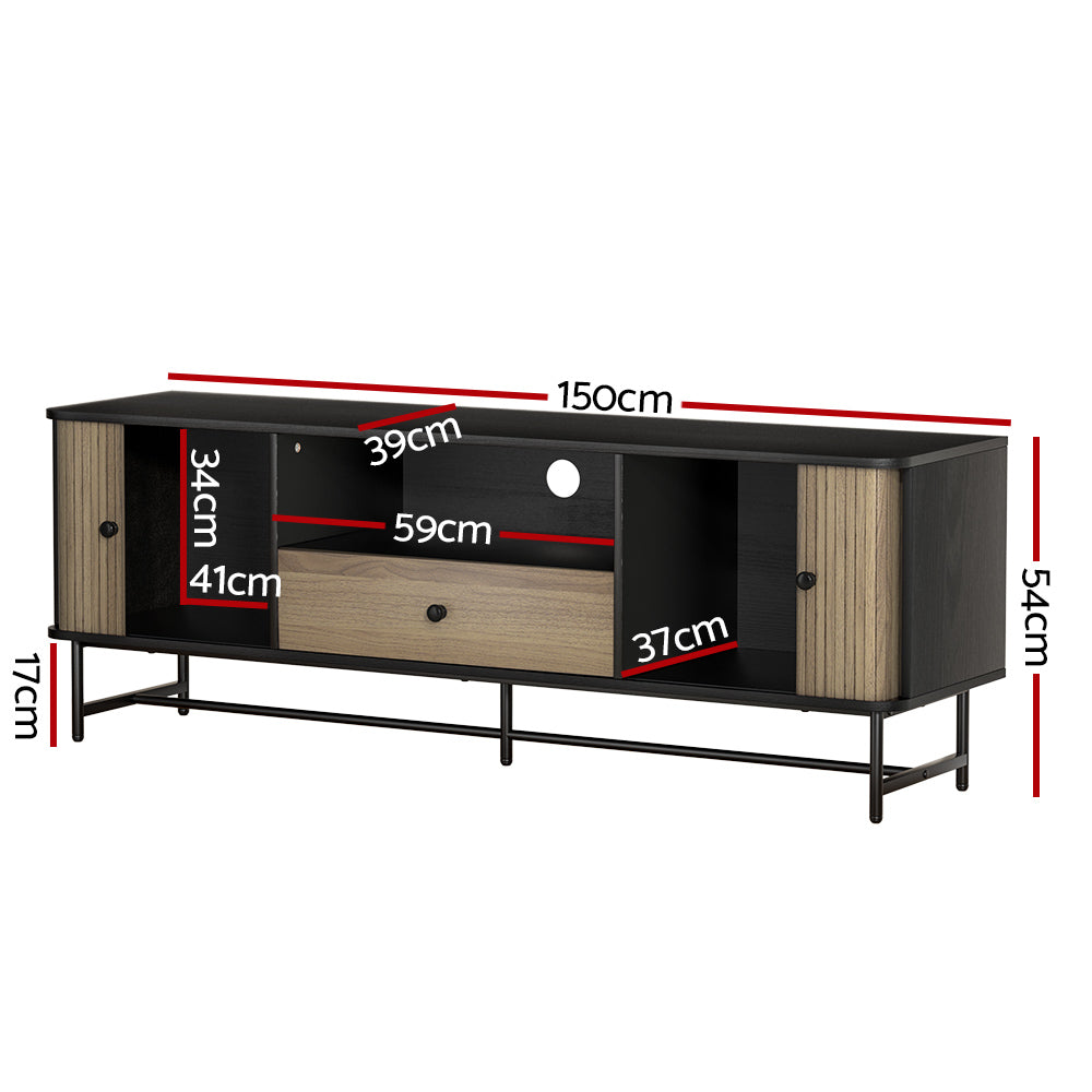 Artiss Entertainment Unit TV Cabinet 150CM Black Boris FUR-S-CT03-TV150-BKWD-AB