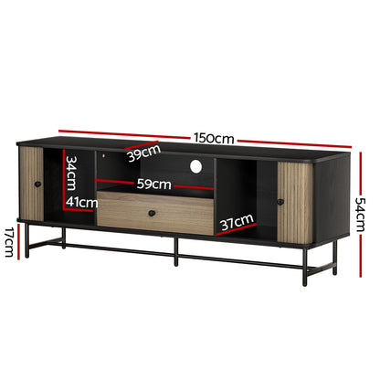 Artiss Entertainment Unit TV Cabinet 150CM Black Boris FUR-S-CT03-TV150-BKWD-AB