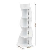 Artiss 5-Tier Bookshelf Corner Shelf S-shaped Storage Rack White FUR-S-DS-5T-WH