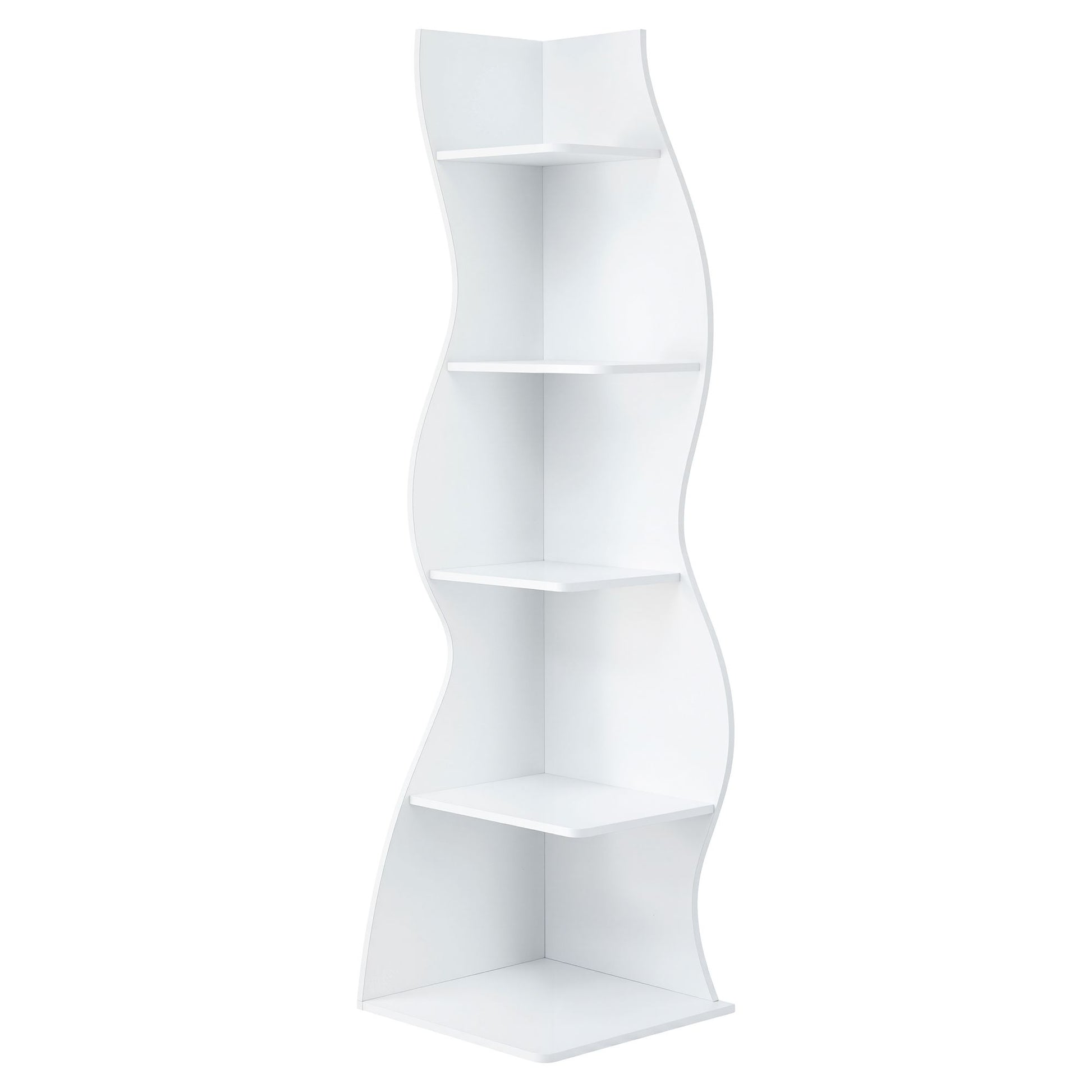 Artiss 5-Tier Bookshelf Corner Shelf S-shaped Storage Rack White FUR-S-DS-5T-WH