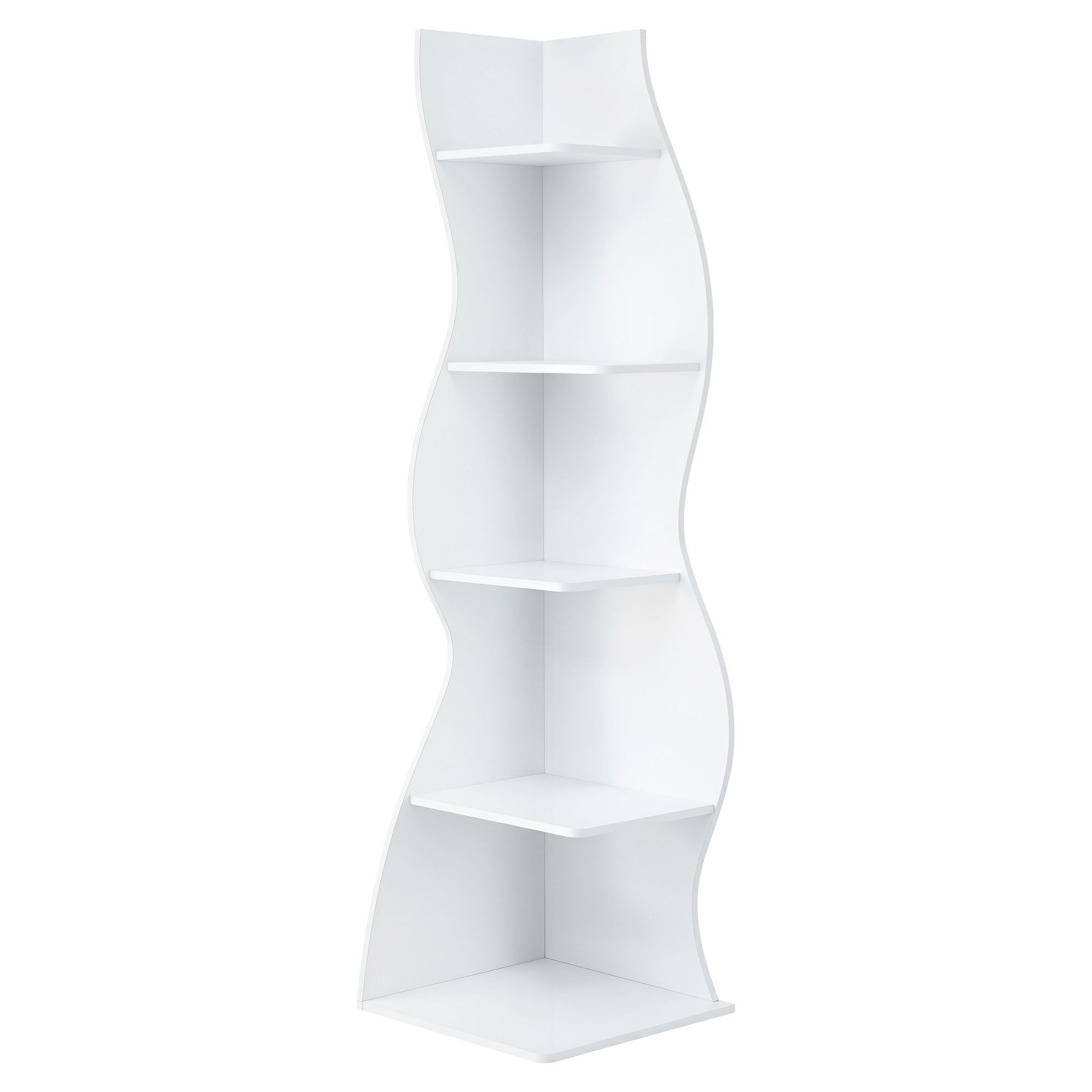 Artiss 5-Tier Bookshelf Corner Shelf S-shaped Storage Rack White FUR-S-DS-5T-WH