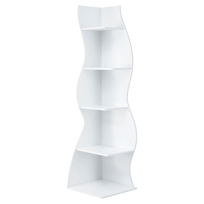Artiss 5-Tier Bookshelf Corner Shelf S-shaped Storage Rack White FUR-S-DS-5T-WH