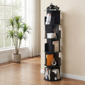 Artiss 5 Tiers Bookshelf Swivel Bookcase Display Shelves Stand Round Black FUR-S-DS-5TR-BK