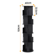 Artiss 5 Tiers Bookshelf Swivel Bookcase Display Shelves Stand Round Black FUR-S-DS-5TR-BK