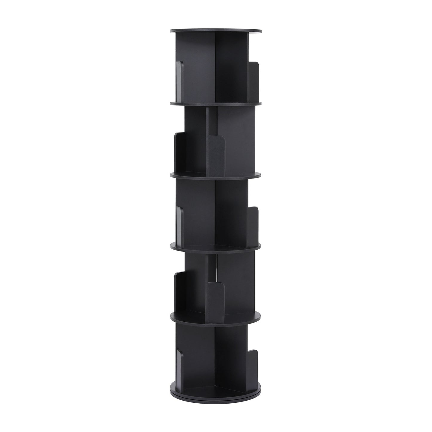 Artiss 5 Tiers Bookshelf Swivel Bookcase Display Shelves Stand Round Black FUR-S-DS-5TR-BK