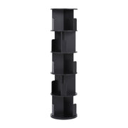 Artiss 5 Tiers Bookshelf Swivel Bookcase Display Shelves Stand Round Black FUR-S-DS-5TR-BK