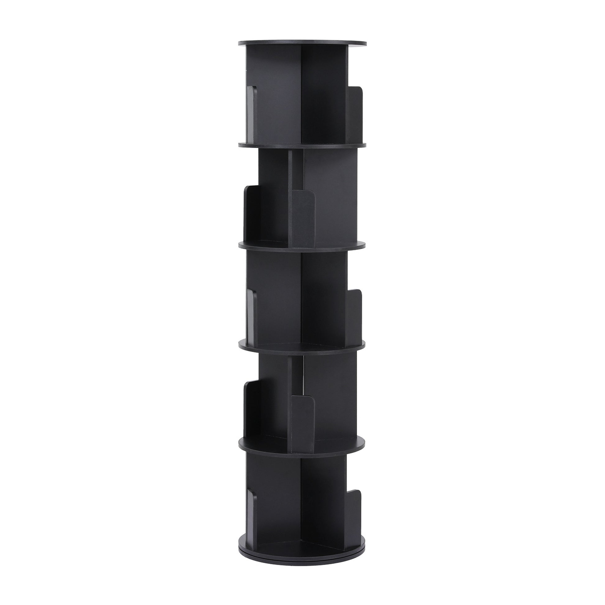 Artiss 5 Tiers Bookshelf Swivel Bookcase Display Shelves Stand Round Black FUR-S-DS-5TR-BK