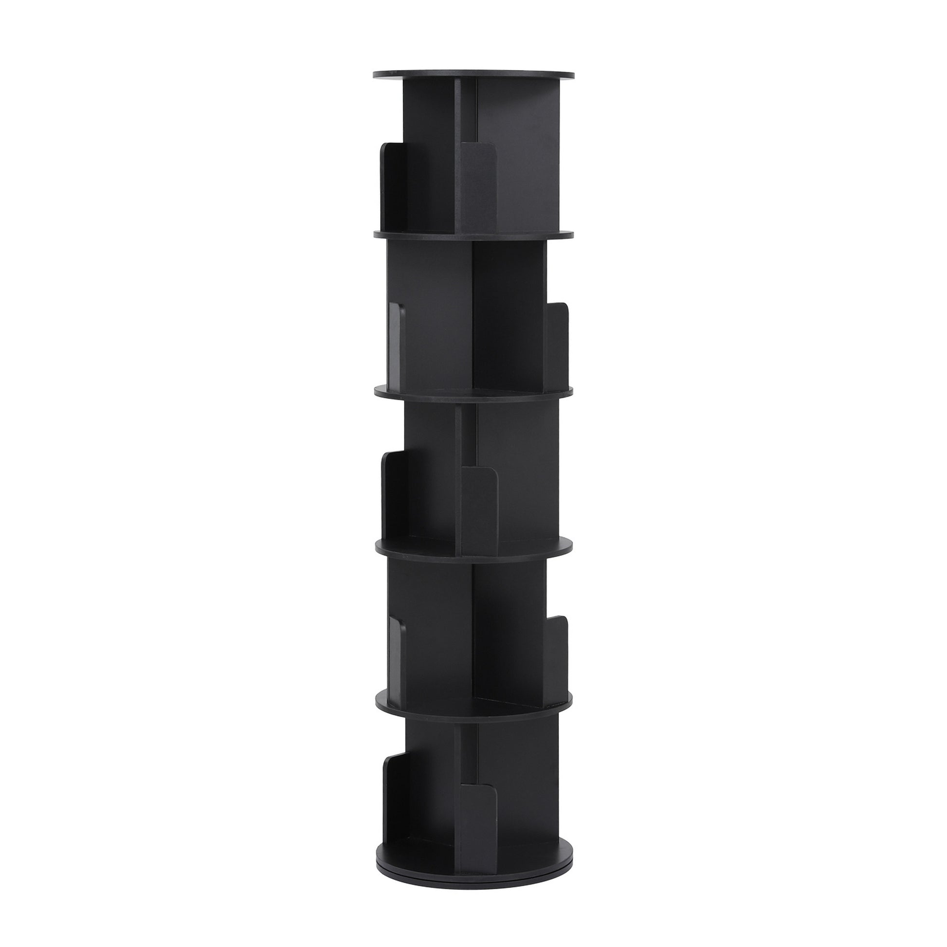 Artiss 5 Tiers Bookshelf Swivel Bookcase Display Shelves Stand Round Black FUR-S-DS-5TR-BK