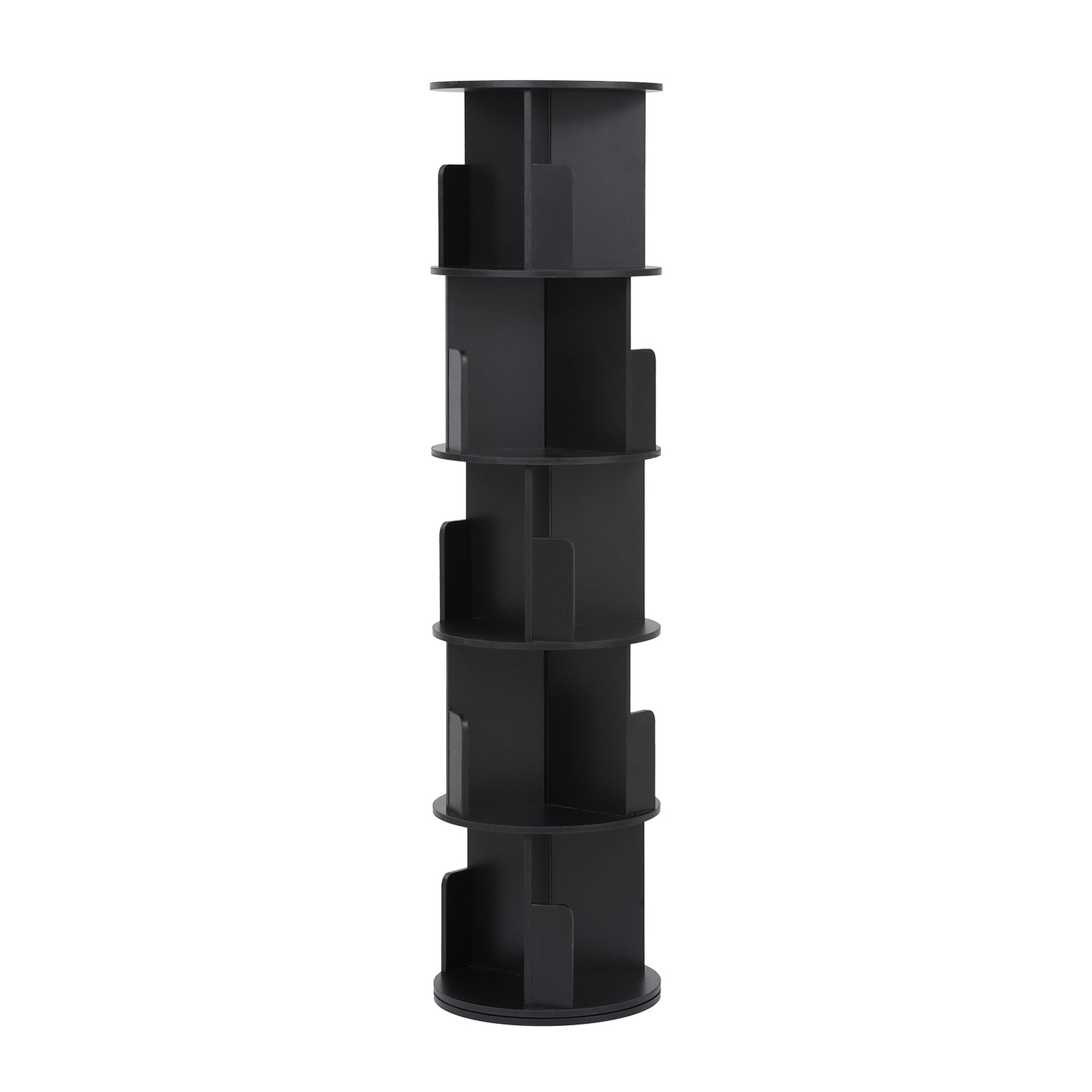 Artiss 5 Tiers Bookshelf Swivel Bookcase Display Shelves Stand Round Black FUR-S-DS-5TR-BK
