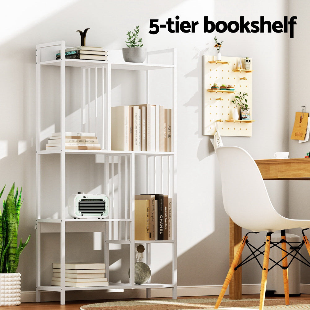 Artiss Bookshelf Display Shelves 5 Tiers 120cm White FUR-S-DSHELF-04-WH