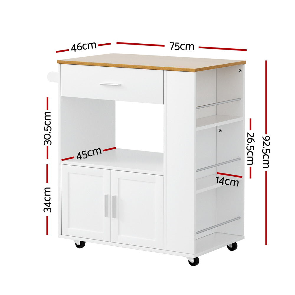 Artiss Kitchen Island Trolley Rolling Serving Cart FUR-S-KI-01-WH-AB