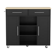 Artiss Kitchen Island Trolley Rolling Serving Cart Storage Drawer Cabinet 100cm Black