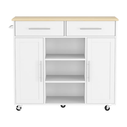 Artiss Kitchen Island Trolley Rolling Serving Cart Storage Drawer Cabinet 100cm White FUR-S-KI-100-WH-AB