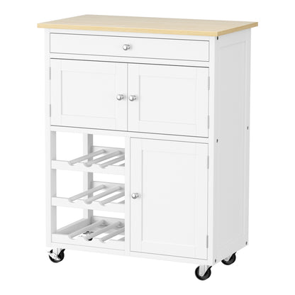 Artiss Kitchen Island Trolley Rolling Serving Cart Storage Cart Drawer Cupboard FUR-S-KI-67-WH