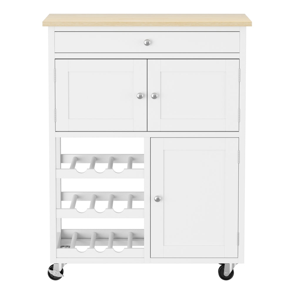 Artiss Kitchen Island Trolley Rolling Serving Cart Storage Cart Drawer Cupboard FUR-S-KI-67-WH