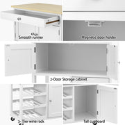 Artiss Kitchen Island Trolley Rolling Serving Cart Storage Cart Drawer Cupboard FUR-S-KI-67-WH