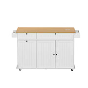 Artiss Kitchen Island Trolley Rolling Serving Cart Storage Drawer Cabinet 150cm White