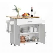 Artiss Kitchen Island Trolley Rolling Serving Cart Storage Drawer Cabinet 90cm White