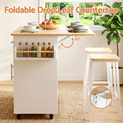 Artiss Kitchen Island Trolley Rolling Serving Cart Storage Drawer Cabinet 90cm White