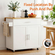 Artiss Kitchen Island Trolley Rolling Serving Cart Storage Drawer Cabinet 90cm White