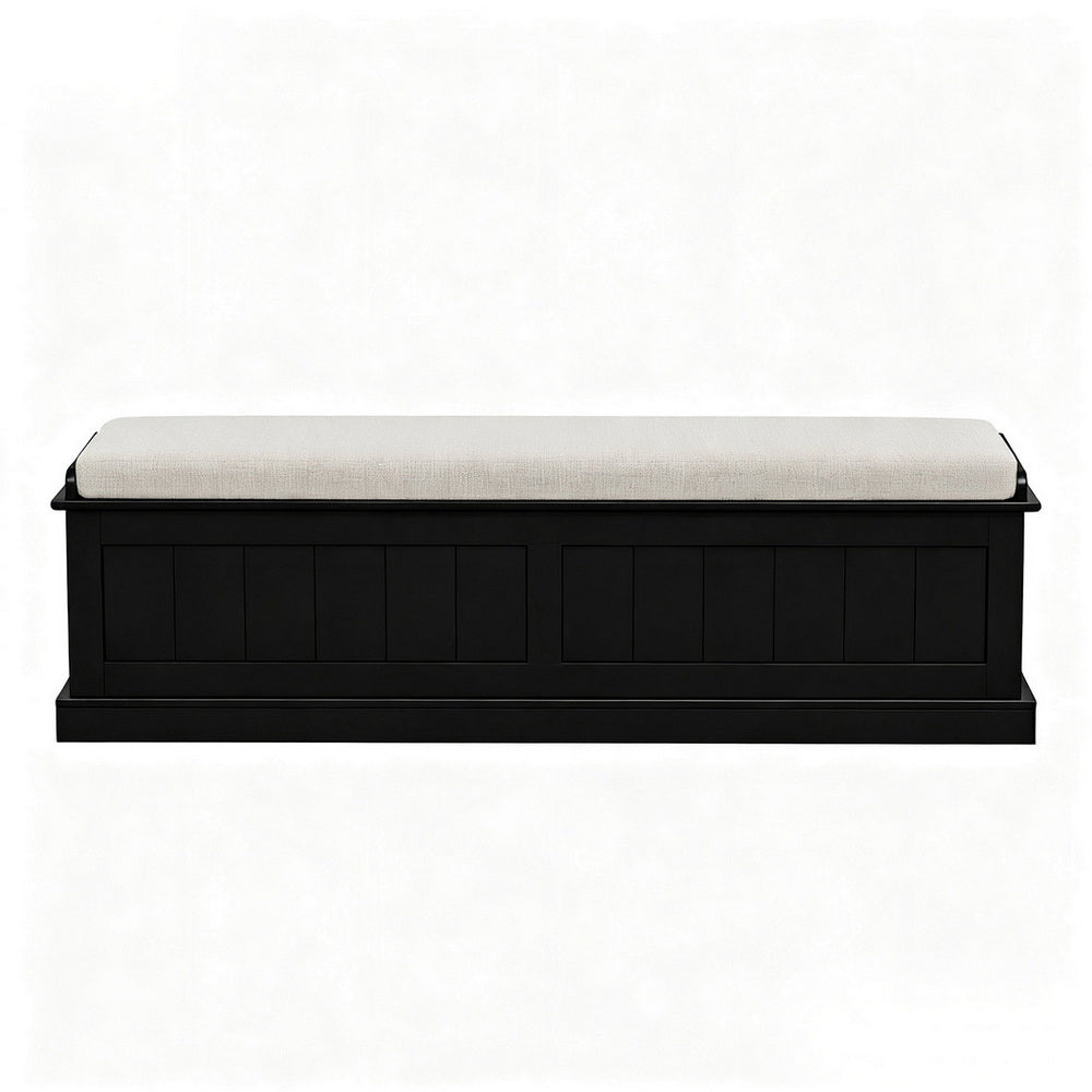 Artiss Storage Ottoman Blanket Box 140cm Fluted Black FUR-S-OTM-RTA-03-PB-BK