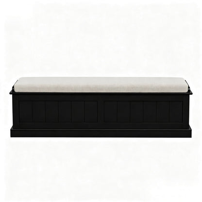 Artiss Storage Ottoman Blanket Box 140cm Fluted Black FUR-S-OTM-RTA-03-PB-BK