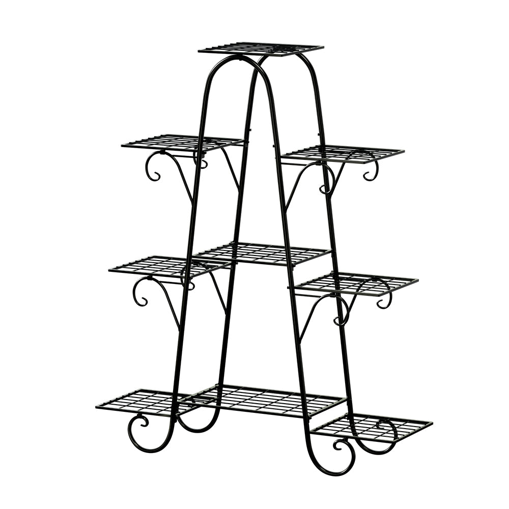 Artiss Plant Stand 9 Tier Metal Flower Pot Shelf Black FUR-S-PSTD-9T-MTL-BK