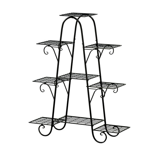 Artiss Plant Stand 9 Tier Metal Flower Pot Shelf Black FUR-S-PSTD-9T-MTL-BK
