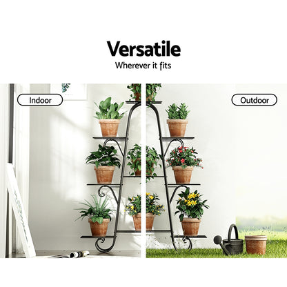 Artiss Plant Stand 9 Tier Metal Flower Pot Shelf Black FUR-S-PSTD-9T-MTL-BK