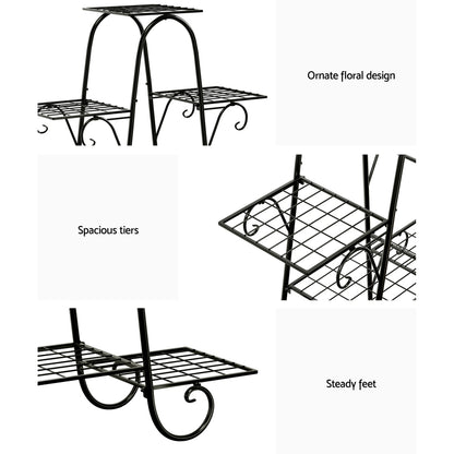Artiss Plant Stand 9 Tier Metal Flower Pot Shelf Black FUR-S-PSTD-9T-MTL-BK