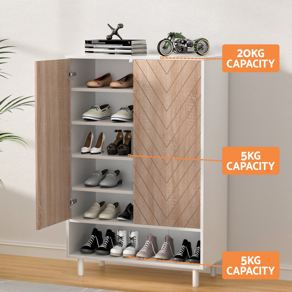Artiss Shoe Rack Cabinet 24 Pairs 6-tier White FUR-S-SHOE-01-WHWD-AB