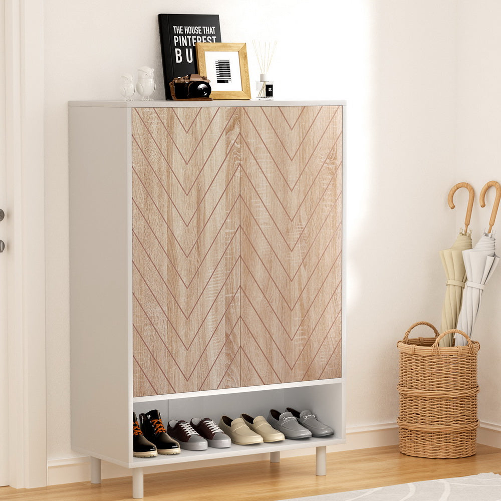 Artiss Shoe Rack Cabinet 24 Pairs 6-tier White FUR-S-SHOE-01-WHWD-AB