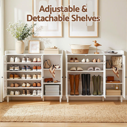 Artiss Shoe Rack Cabinet Storage Cupboard Adjustable Shelf White FUR-S-SHOE-112-WH-AB