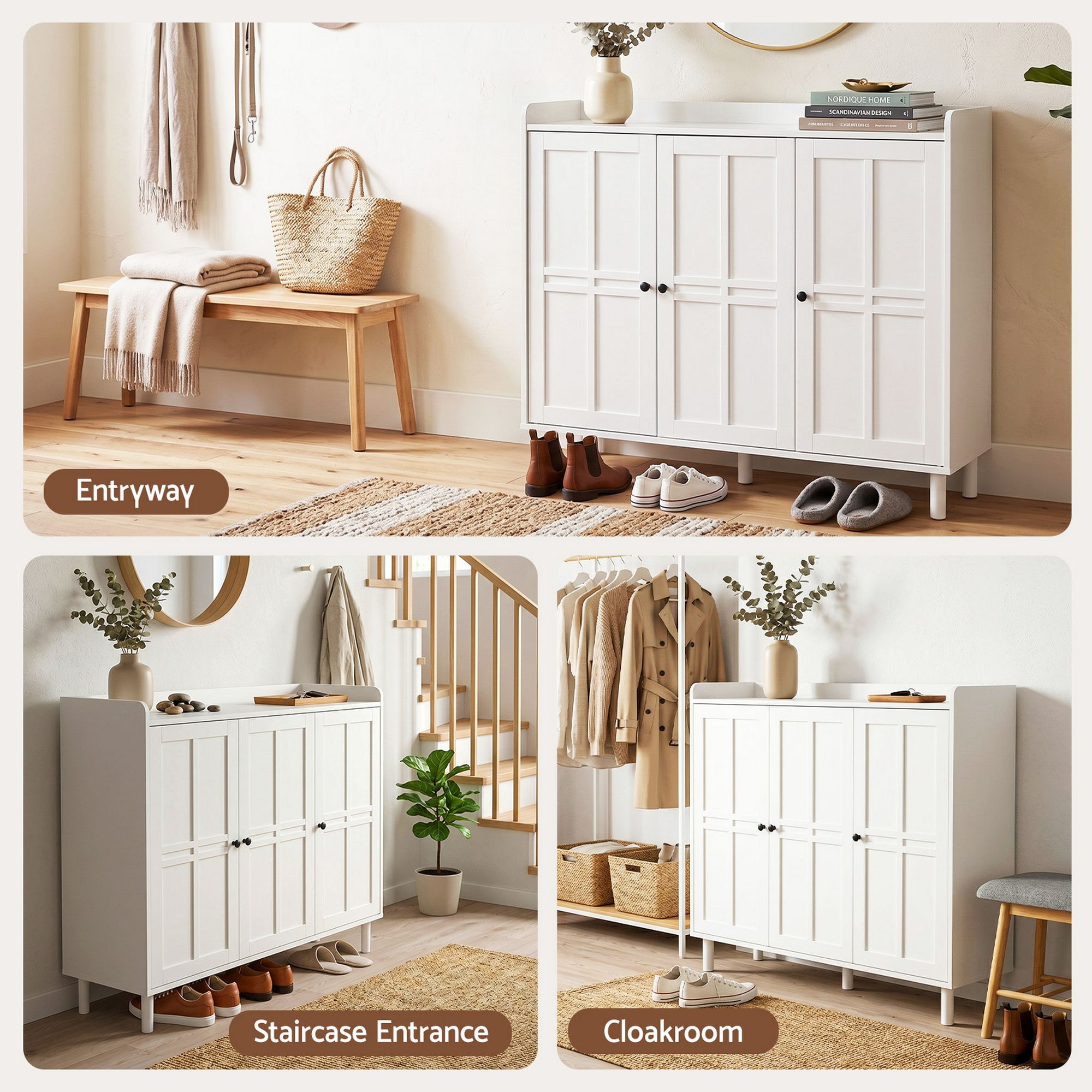 Artiss Shoe Rack Cabinet Storage Cupboard Adjustable Shelf White FUR-S-SHOE-112-WH-AB