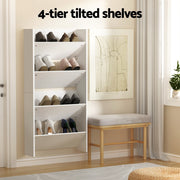 Artiss Shoe Rack 2-tier 12 Pairs Wall Mounted x2 - White FUR-S-SHOE-2T-FL01-WHX2