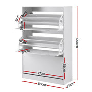 Artiss Shoe Rack Cabinet 24 Pairs Adjustable Shelf White FUR-S-SHOE-3D3-WH-AB